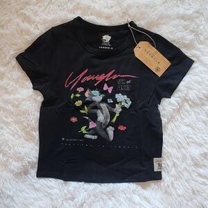 YoungLA Black Tom & Jerry Floral Graphic Tee